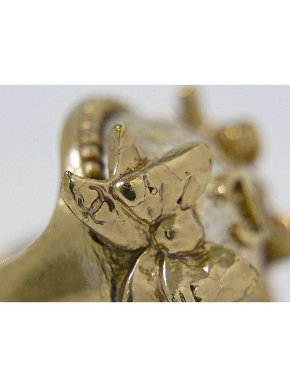 Chanel CC Logo Faux Pearl Ribbon Ring Gold Plated White